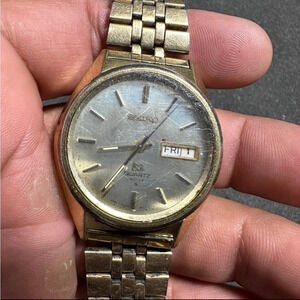 Vintage Seiko SQ 4004 Mens Quartz Watch Gold Tone DayDate 0903-8109 PARTS/REPAIR